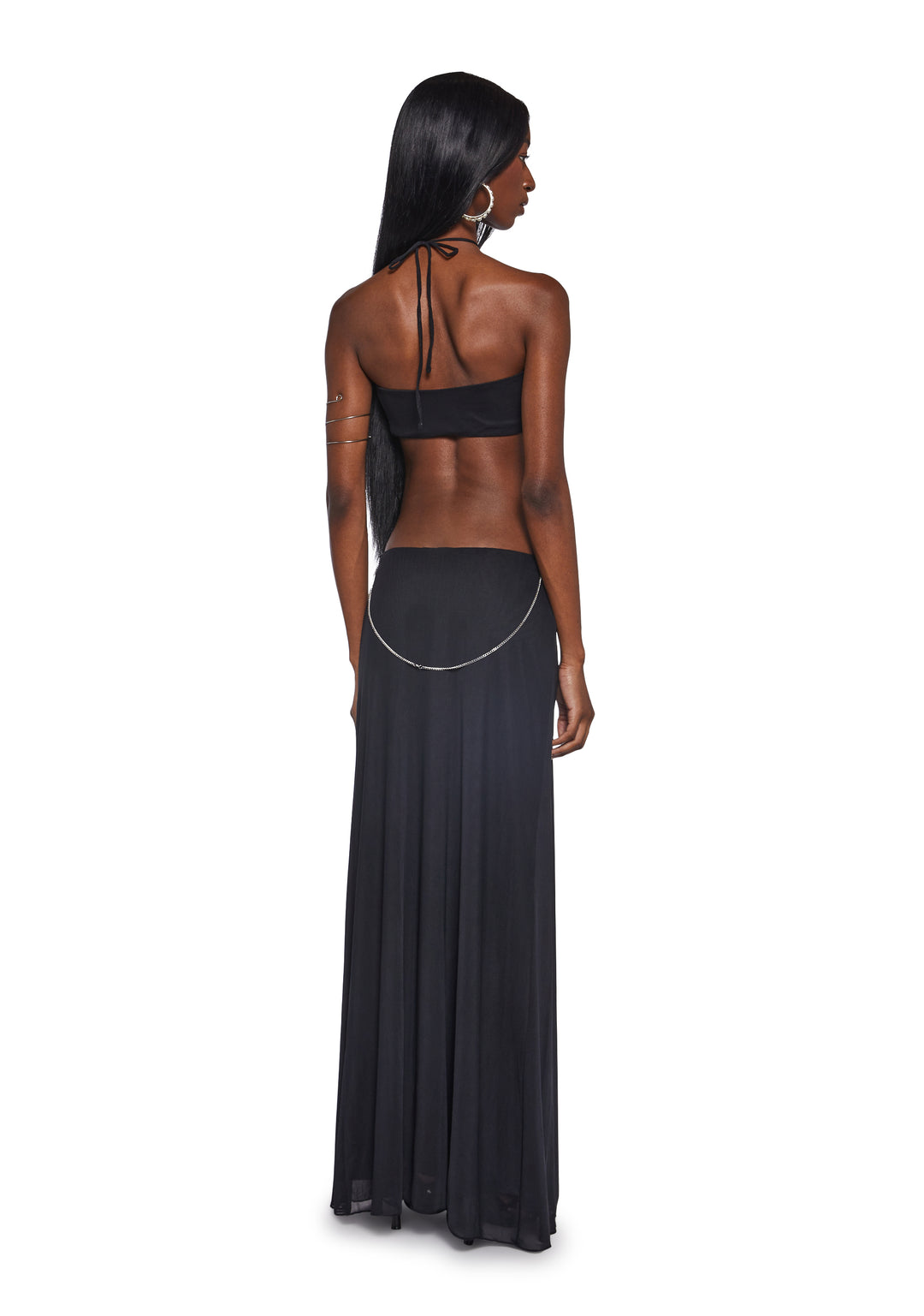 Womens Cut Out Maxi Dress With Chain Charm Generation Kiss - Black - Image 4