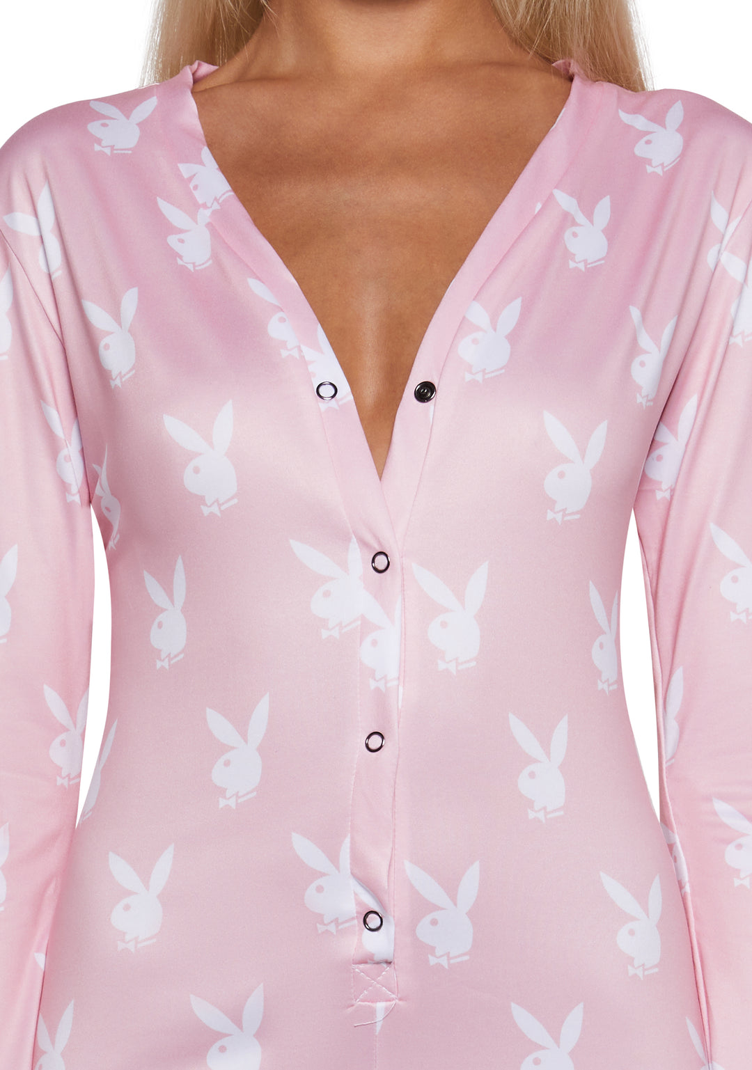 Womens Sexy Playboy Slumber Bunny Romper - Pink - Image 5