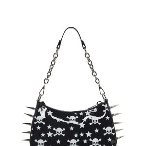 Skull And Crossbones Spiked Shoulder Bag Widow - Black
