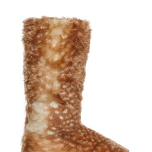 Knee High Faux Fur Deer Boots Current Mood - Brown