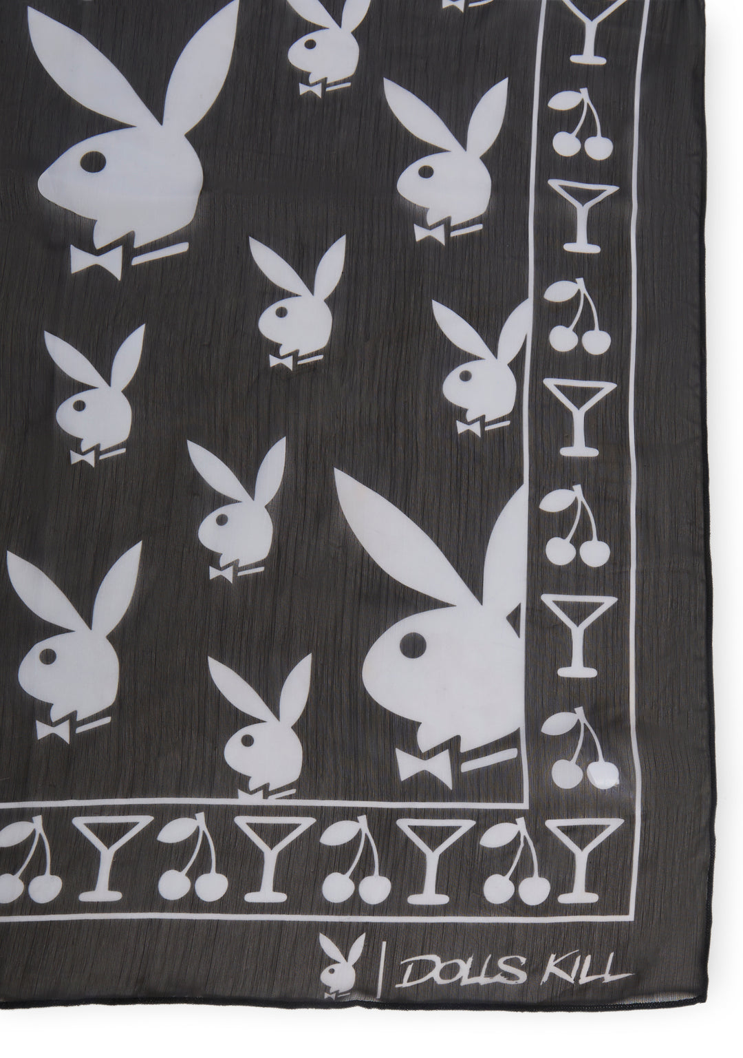 Playboy by Dolls Kill Bunny Graphic Printed Scarf - Black - Image 5
