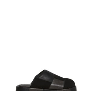 Denim Distressed Frayed Platform Clogs Current Mood - Black