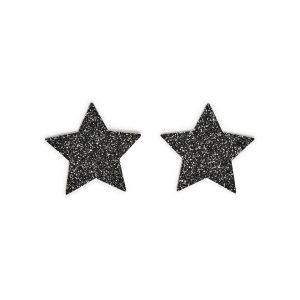 Sparkly Star Pasties - Black Glitter