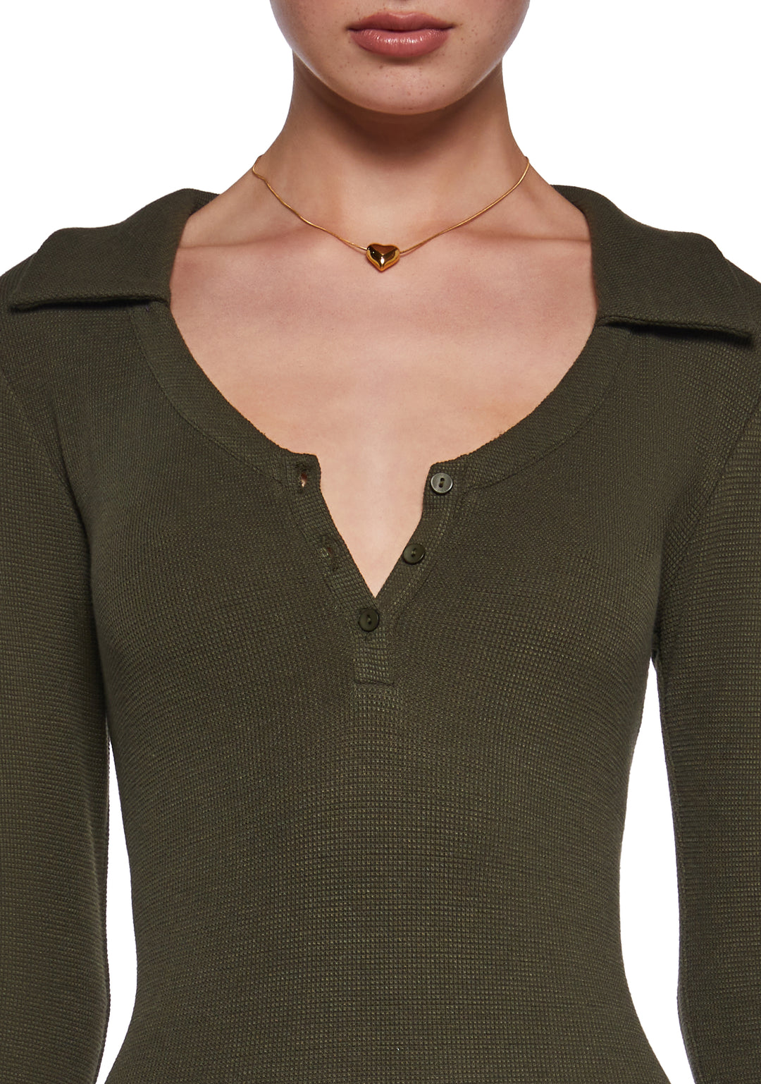 Womens Long Sleeve Mini Dress Current Mood - Green - Image 5