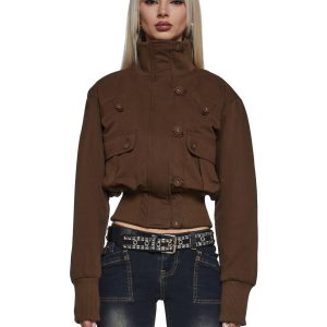 Womens Washed Twill Parka Generation Kiss - Brown
