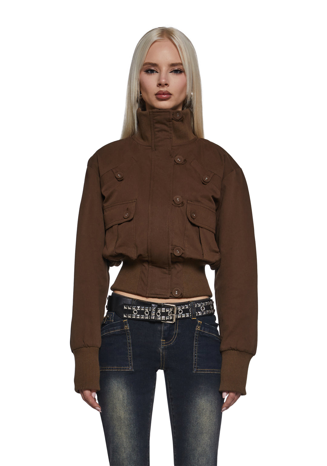 Womens Washed Twill Parka Generation Kiss - Brown