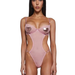 Heart Of Metals Mesh Teddy - Pink