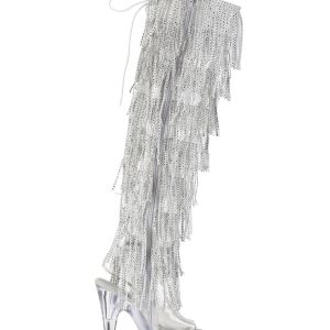 Adore-3019C-RSF Platform Over-The-Knee Boots-Clear