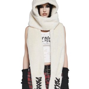 Dolls Kill x Tokyo Ghoul Touka Kirishima Rabbit Bunny Scarf Hoodie - White