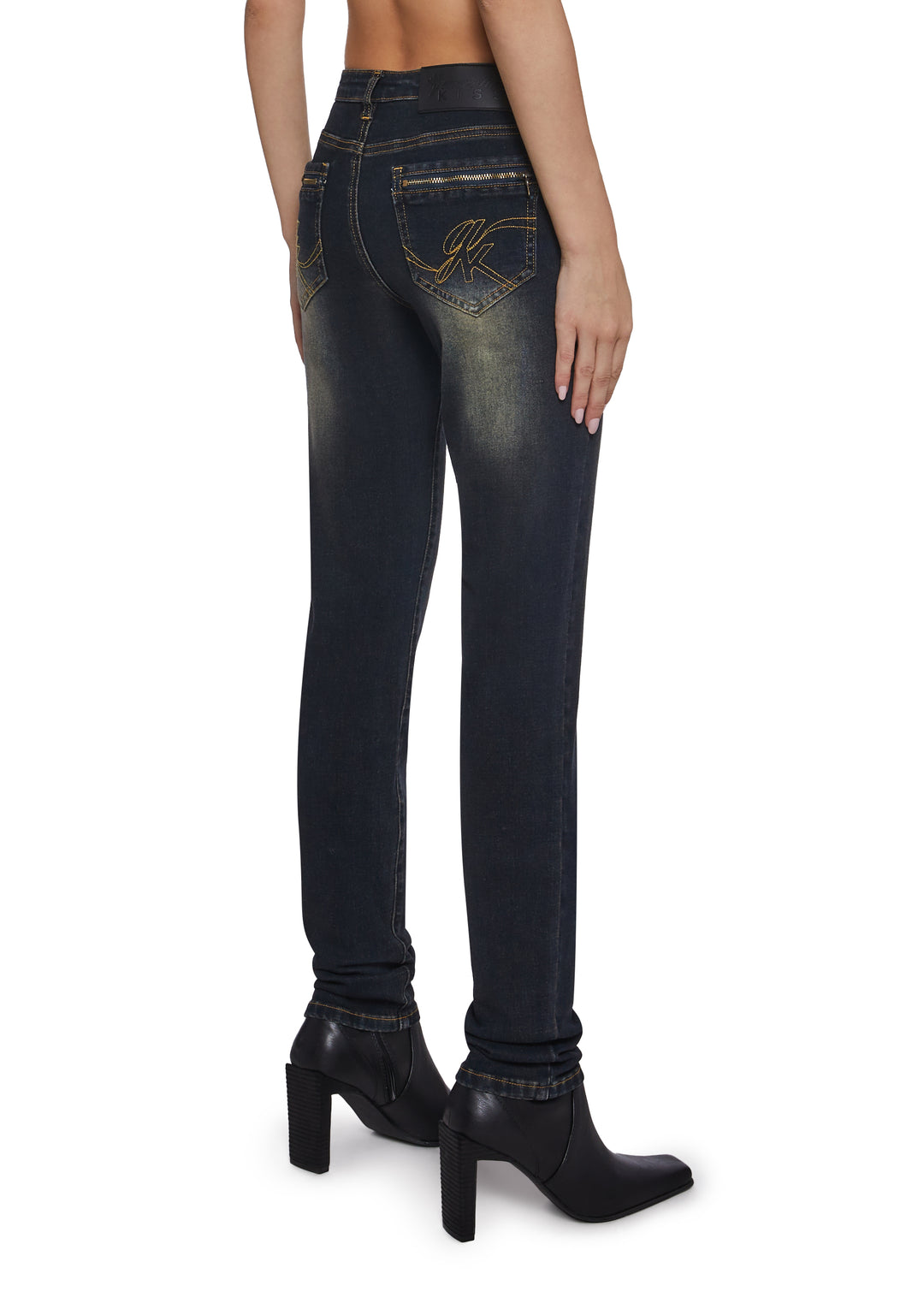 Womens Washed Skinny Jeans - Blue - Image 4