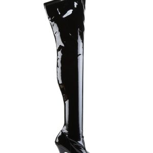 Indulge-3000 Platform Thigh High Boots-Black