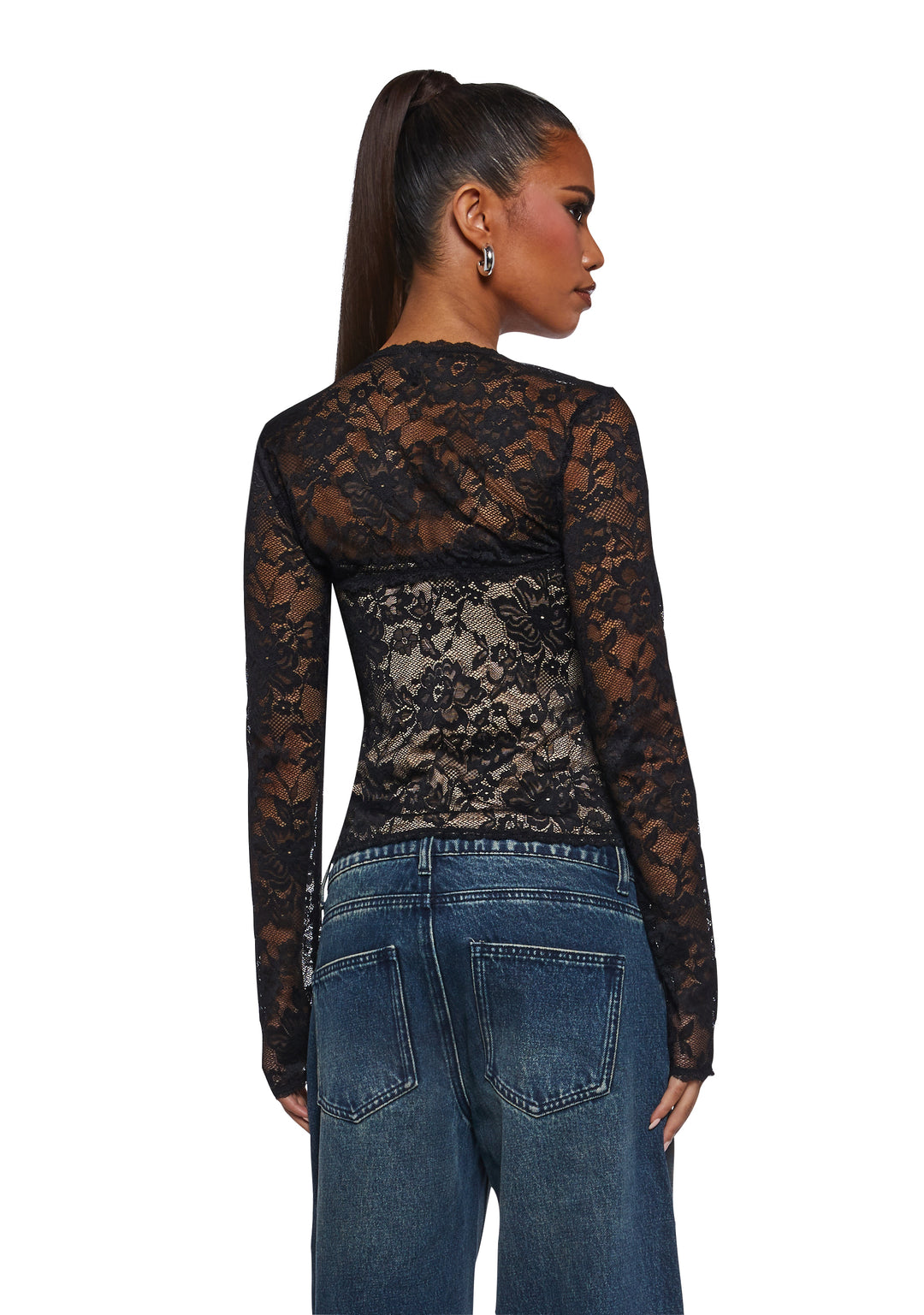 Womens Lace Tube Top And Shrug Current Mood - Black - Image 4