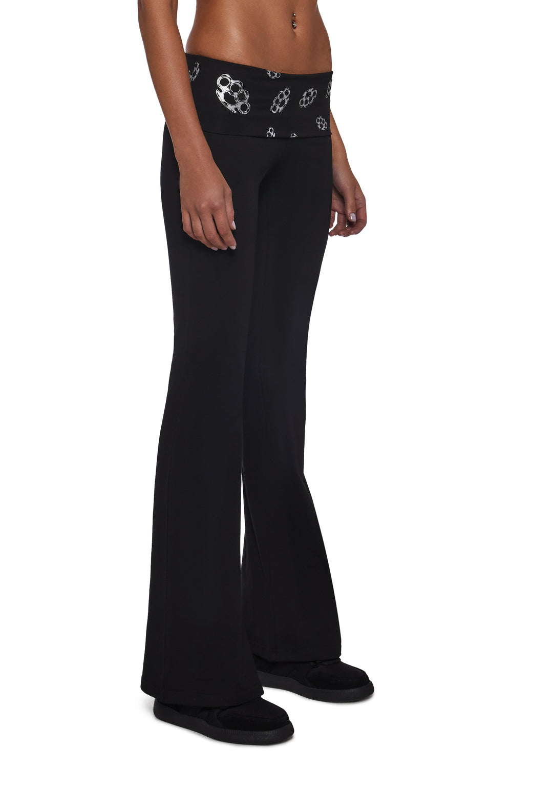 Womens Brass Knuckle Print Low Rise Sweatpants Generation Kiss - Black - Image 3