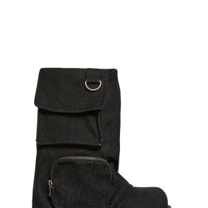Denim Foldover Pocket Boots Signal Darker Wavs - Black