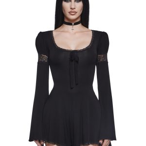 Womens Romper With Lace Details Widow - Black