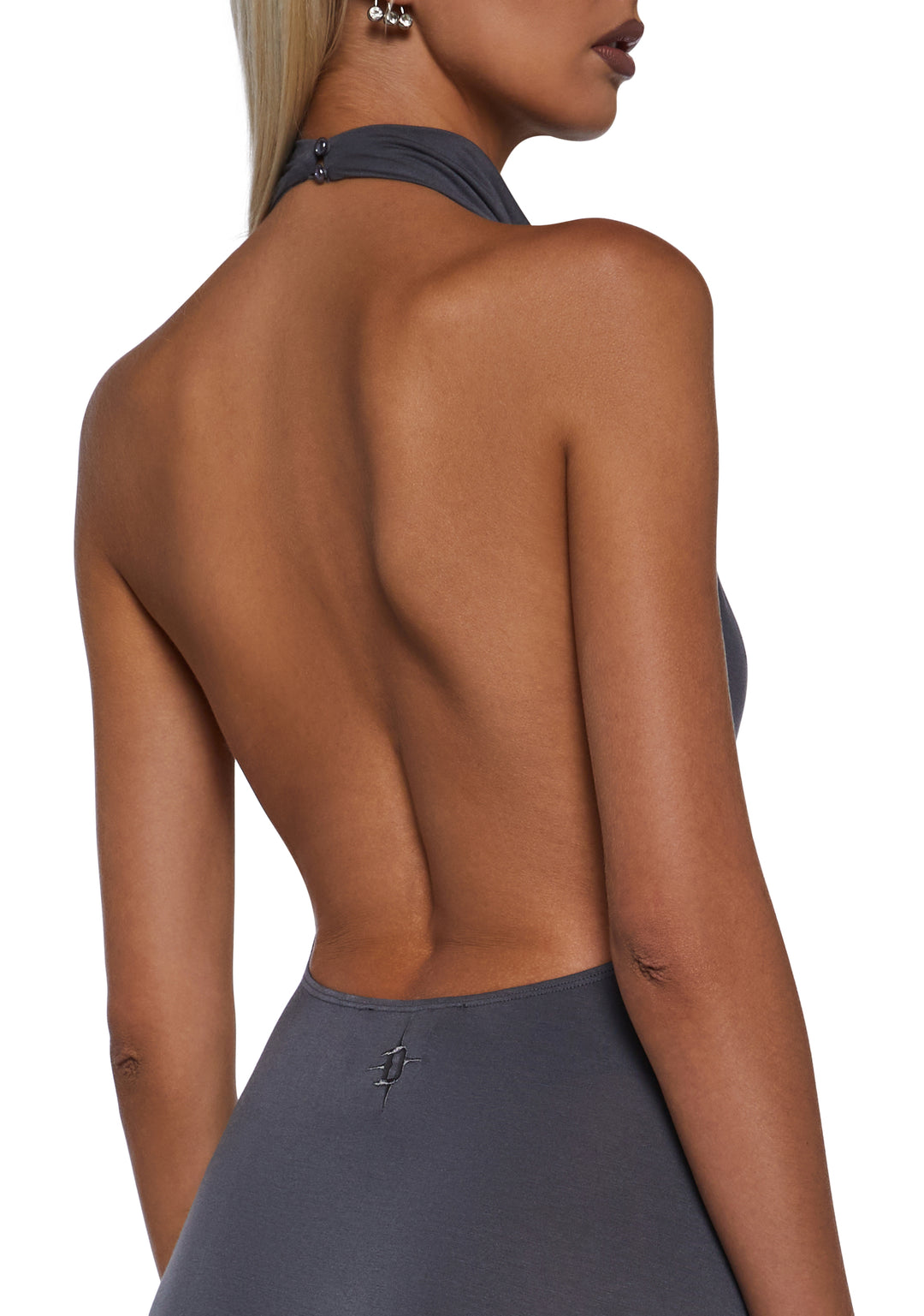 Womens Cowl Masked Rayon Spandex Mini Dress Darker Wavs - Gray - Image 6