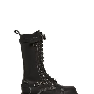 Vegan Leather Combat Boots Signal Darker Wavs - Black