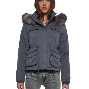 Dolls Kill x Twilight Bella Edward Washed Twill Parka With Removable Hood - Blue