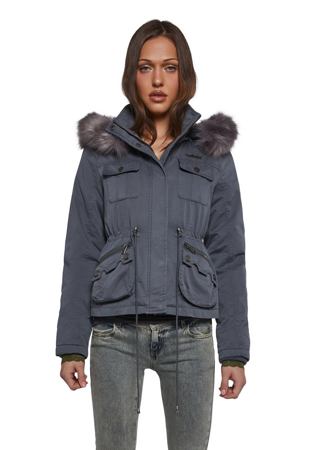 Dolls Kill x Twilight Bella Edward Washed Twill Parka With Removable Hood - Blue