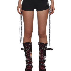 Dolls Kill x Insane Clown Posse Hatchet Man Rhinestone Booty Shorts - Black