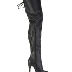 Jubilant-3007 Platform Thigh High Boots-Black PU