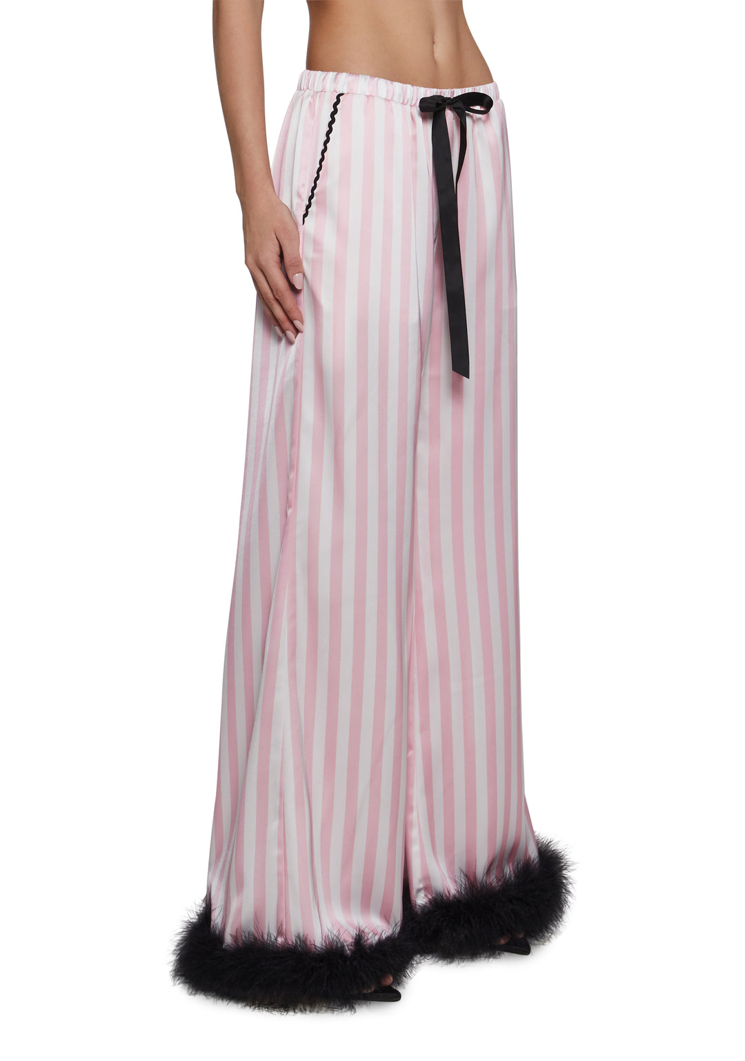 Womens Satin Sleep Pants - Pink - Image 3