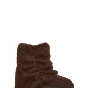Platform Velour Faux Fur Platform Booties With Leg Warmers Current Mood - Brown