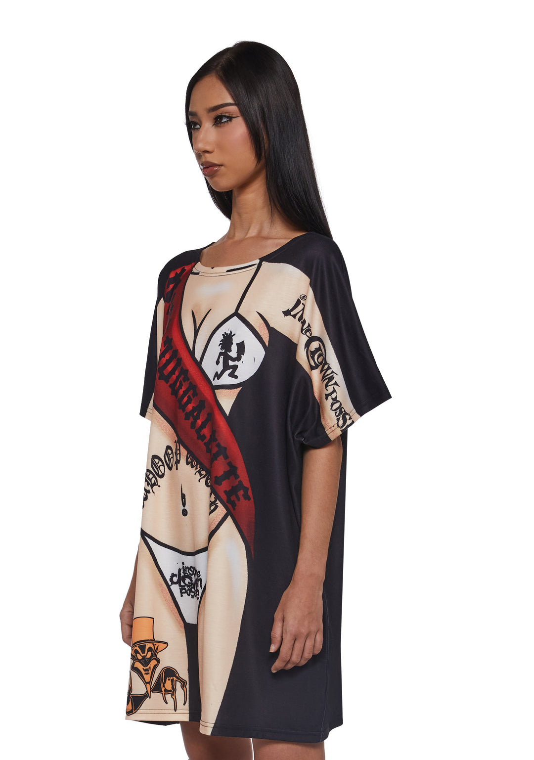 Dolls Kill x Insane Clown Posse Bikini Graphic Oversized Tee - Black - Image 7