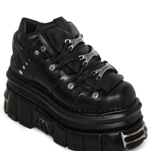 New Rock M-106-C179 Double Stacked Platform Sneakers - Black