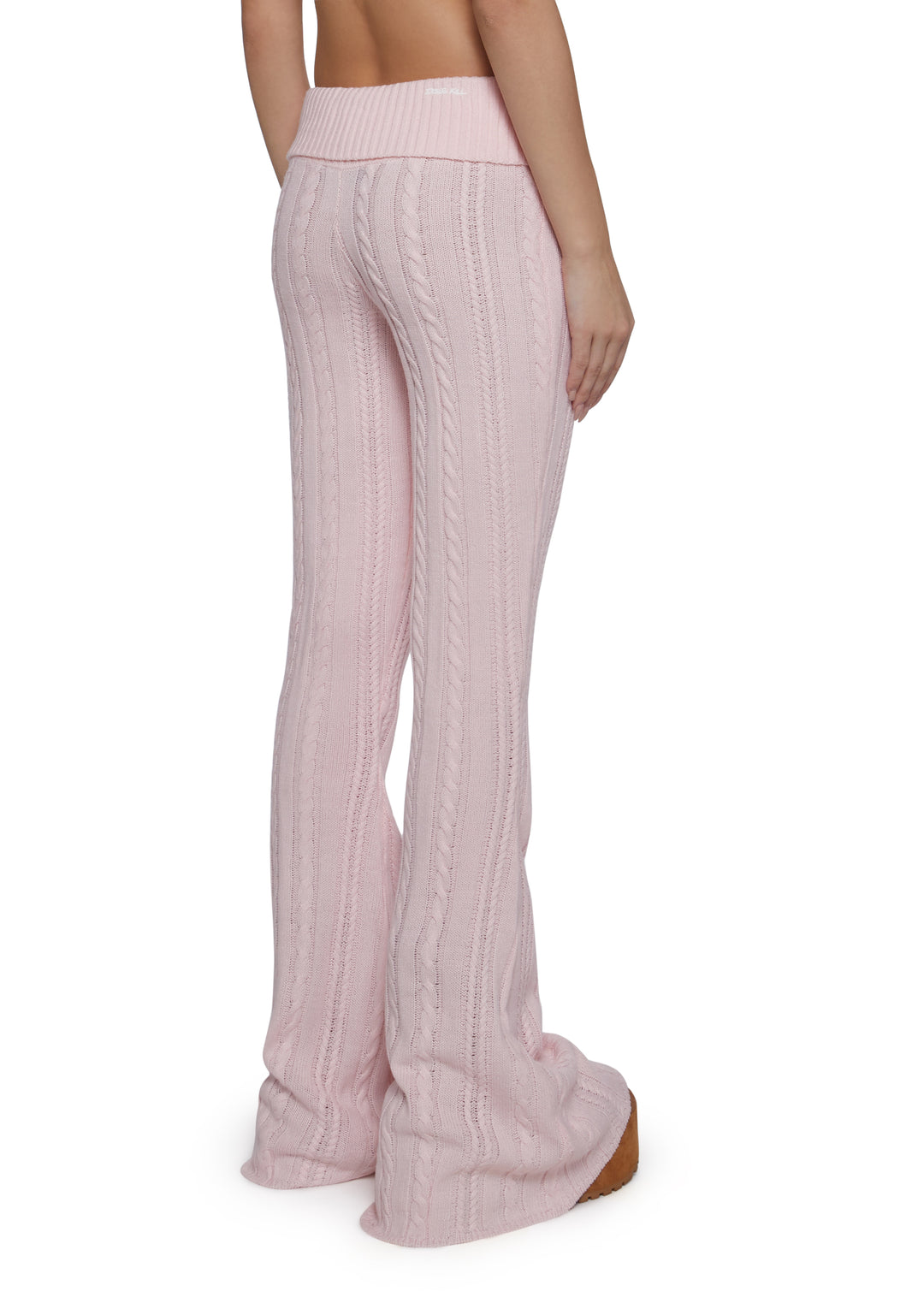 Playboy by Dolls Kill Cable Knit Flared Yoga Pants - Pink - Image 4