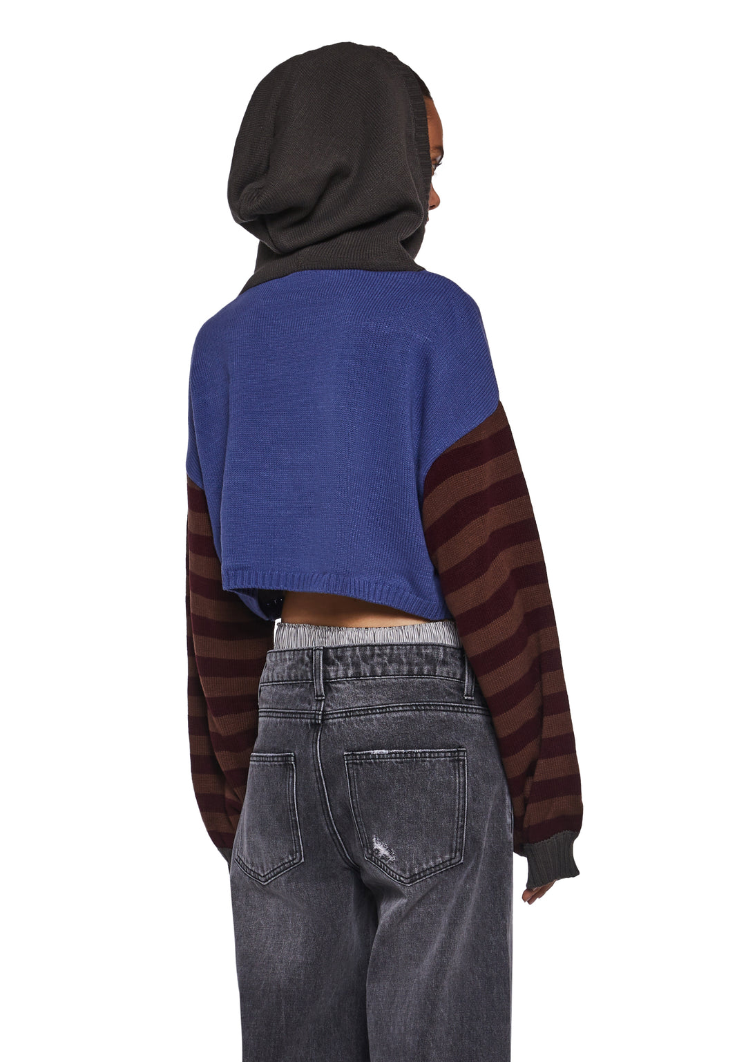 Womens Cropped Skull Graphic Hoodie Current Mood - Multi - Image 4