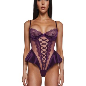 Roma Cheri Amore Lace Teddy - Purple