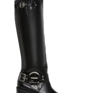 Buckle Vegan Leather Boots Current Mood - Black