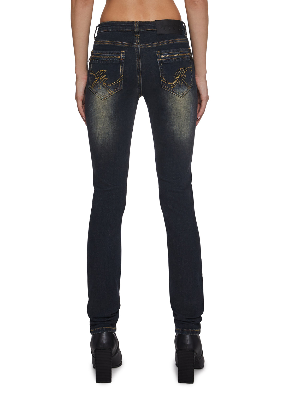 Womens Washed Skinny Jeans - Blue - Image 5