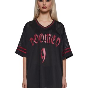 Womens Doomed Jersey Top Current Mood - Black