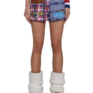 Dolls Kill x Von Dutch Mixed Plaid Patchwork Shorts - Multi