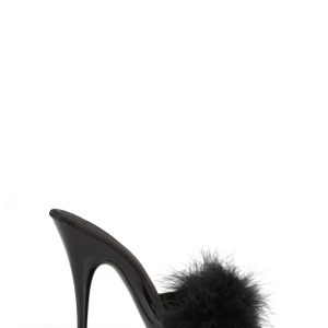 Poise-501 Platform Marabou Slides-Black