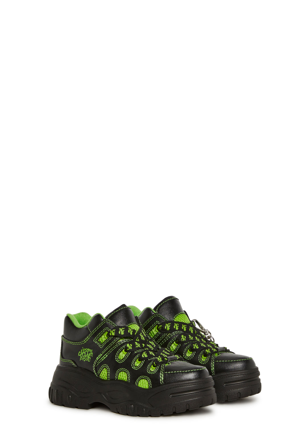 Dolls Kill x Insane Clown Posse Vegan Leather Skate Sneakers With Keychain Charms - Black