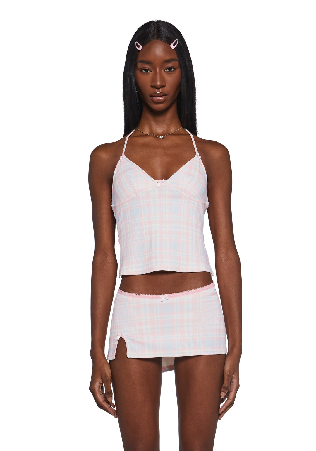 Womens Plaid Skirt Set - Multi