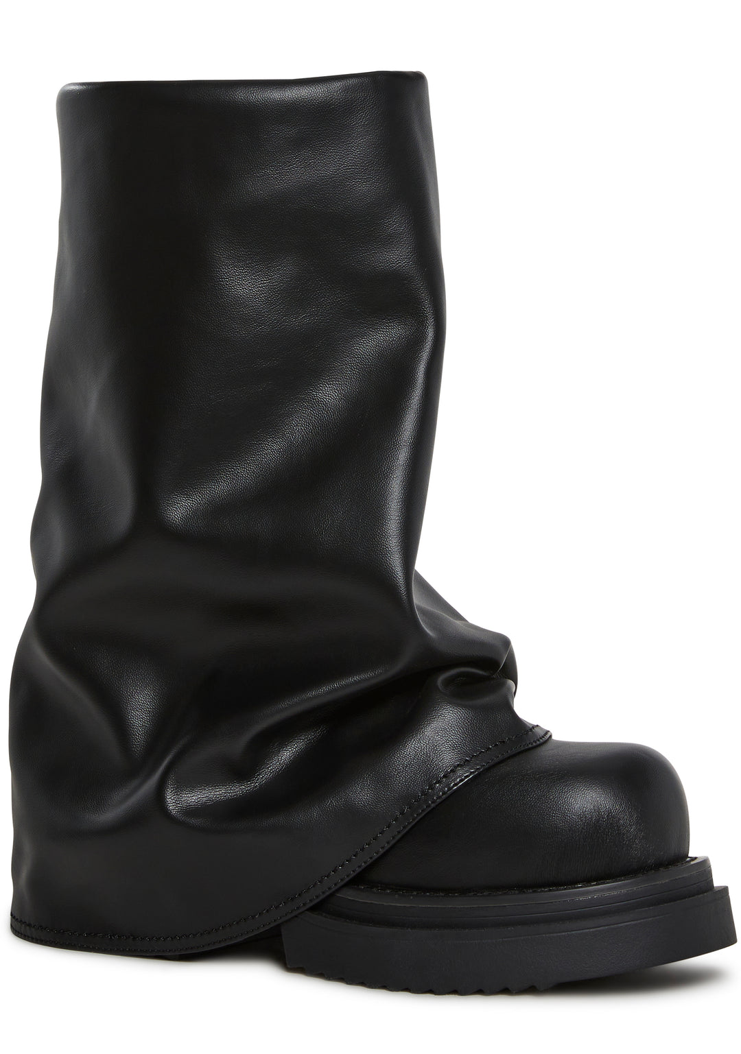 Darker Wavs Vegan Leather Foldover Pant Boots - Black - Image 2