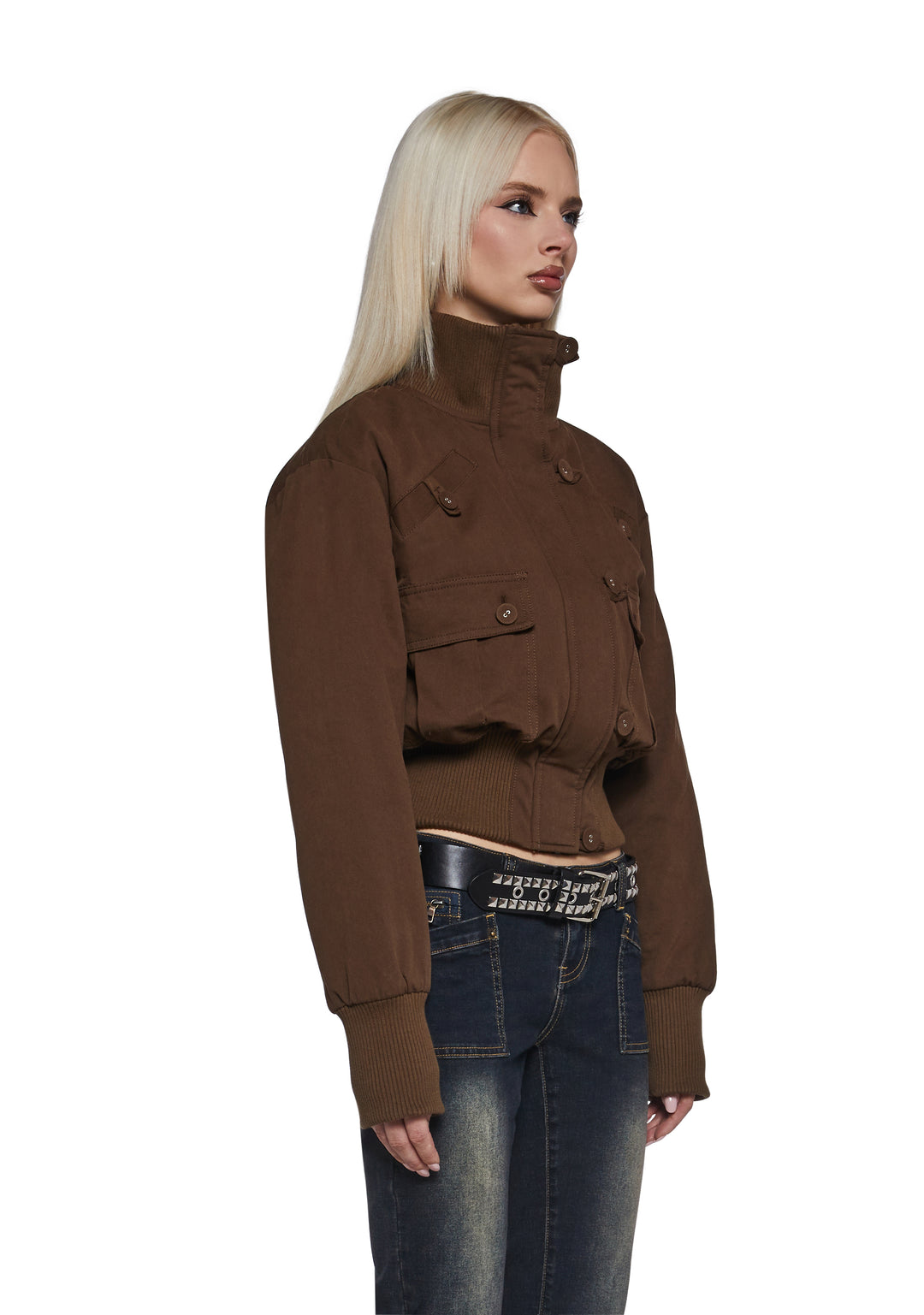 Womens Washed Twill Parka Generation Kiss - Brown - Image 3