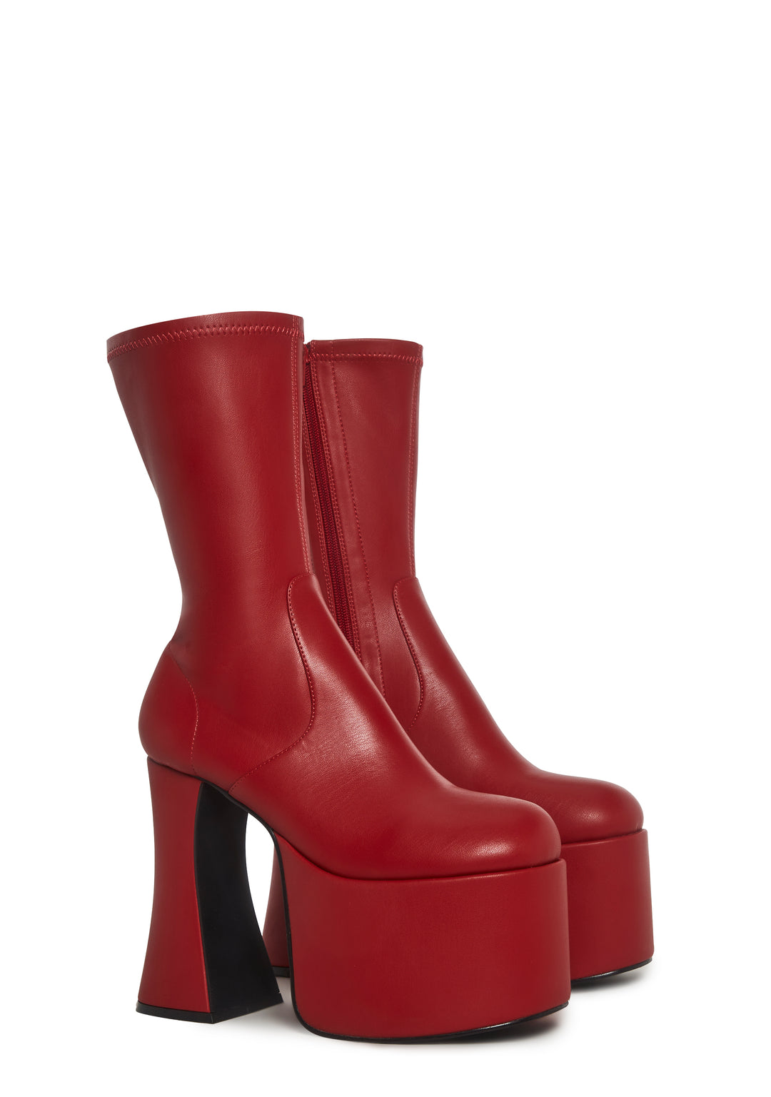 Retro Party Stretch Boots - Red - Image 3