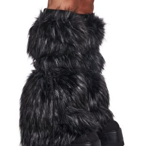 Club Exx Burning Man Faux Fur Leg Warmers With Tassel Ropes Burning Man - Multi