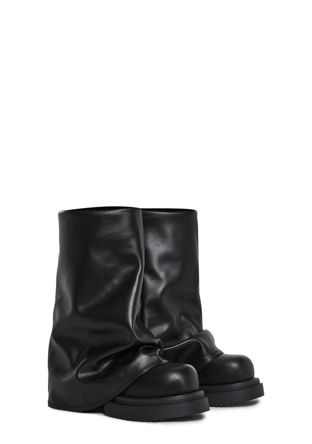 Darker Wavs Vegan Leather Foldover Pant Boots - Black - Image 3