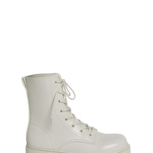 Vegan Leather Combat Boots Current Mood - White