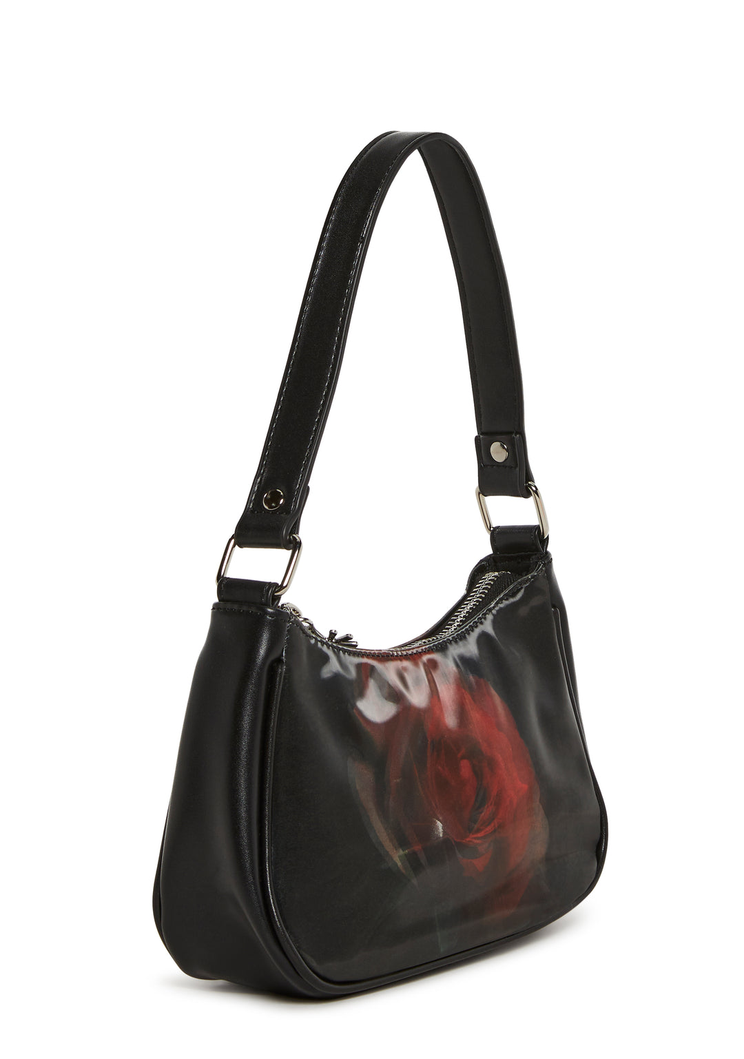 dELiA*s by Dolls KillLenticular Rose Baguette Shoulder Bag - Black/Red - Image 3