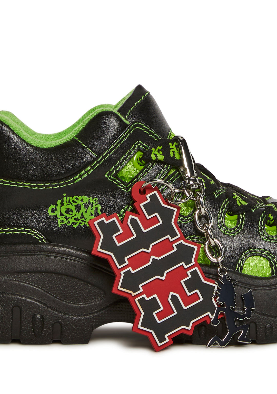 Dolls Kill x Insane Clown Posse Vegan Leather Skate Sneakers With Keychain Charms - Black - Image 2