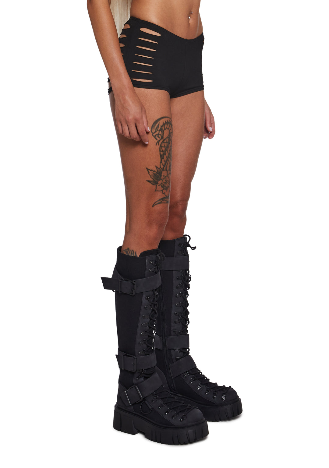 Womens Shredded Shorts Club Exx - Black - Image 5