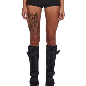 Womens Shredded Shorts Club Exx - Black