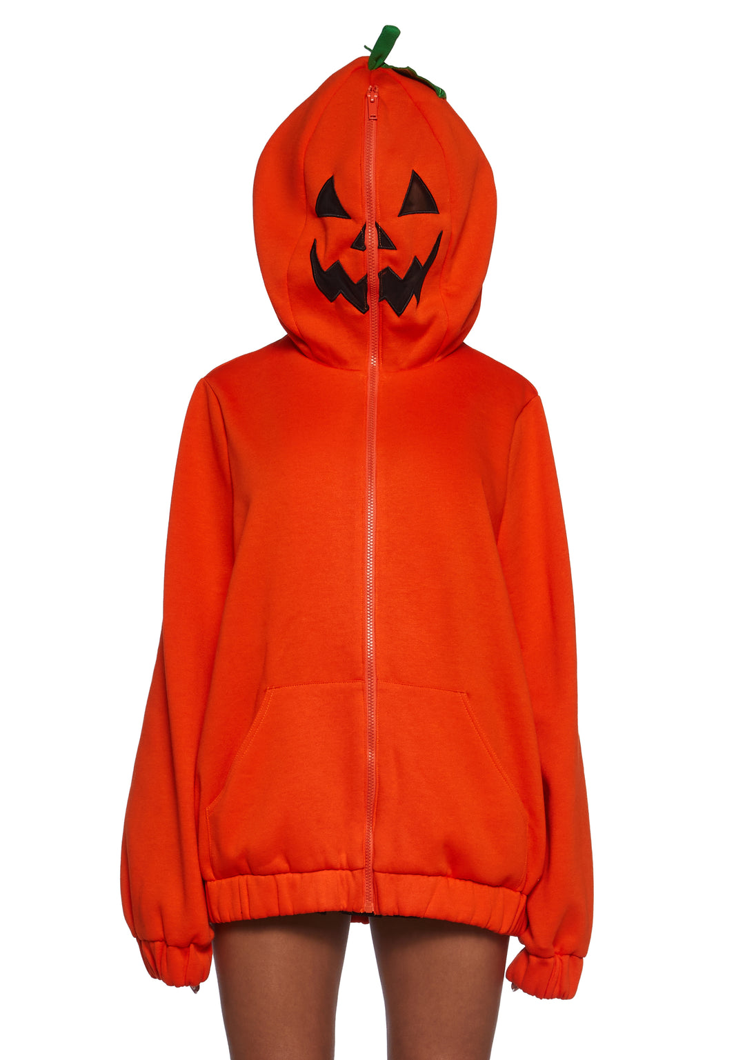 Womens Pumpkin Head Zip Up Hoodie Trickz N Treatz - Orange - Image 7